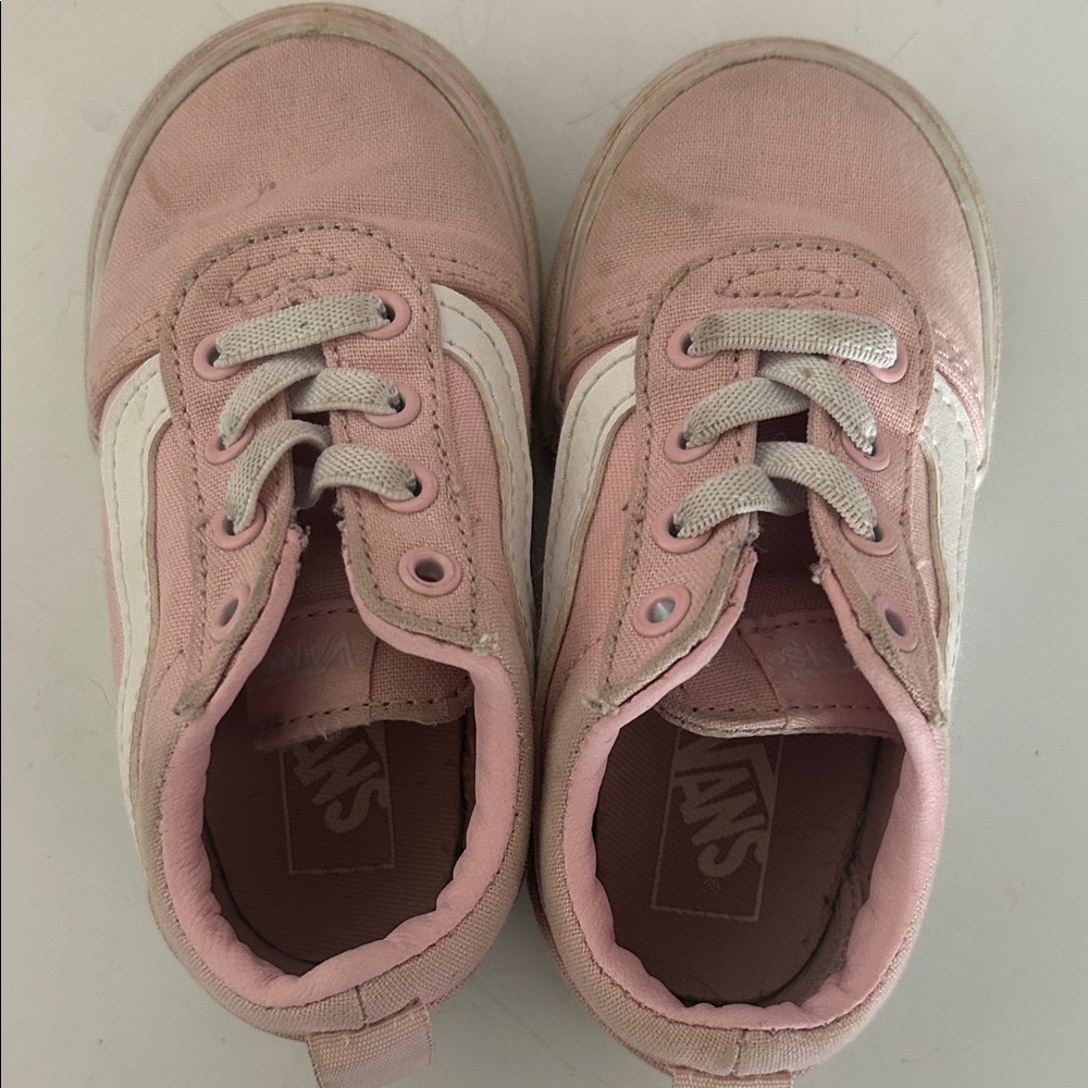 Vans Toddler Light Pink and White Sneakers